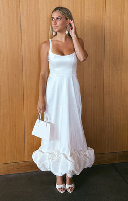 Rebecca Midi Dress ~ White Taffeta