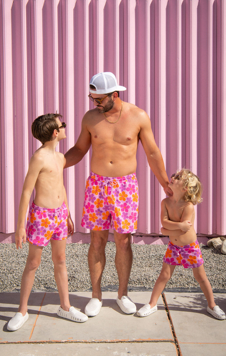 Little Beach Bum Trunks ~ Pink Daisy