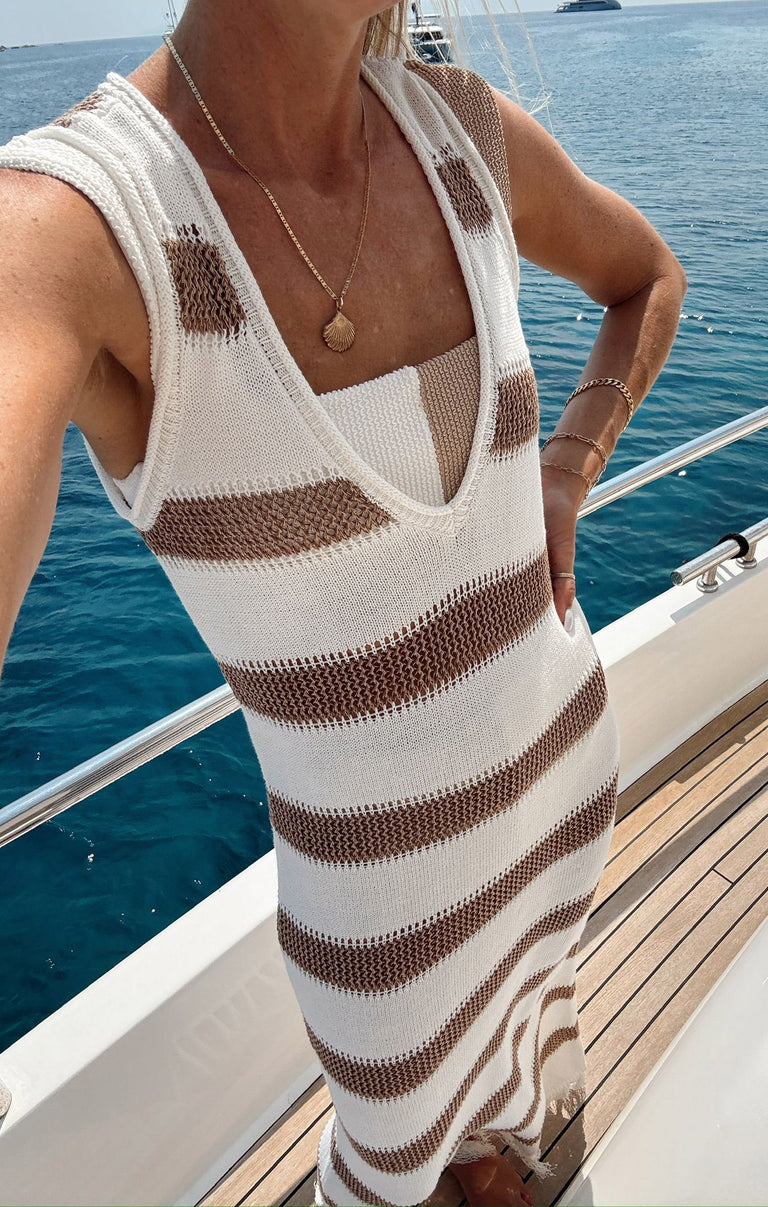 white christmas dresses Havana Coverup ~ Sand Dollar Stripe Crochet – Show Me Your Mumu