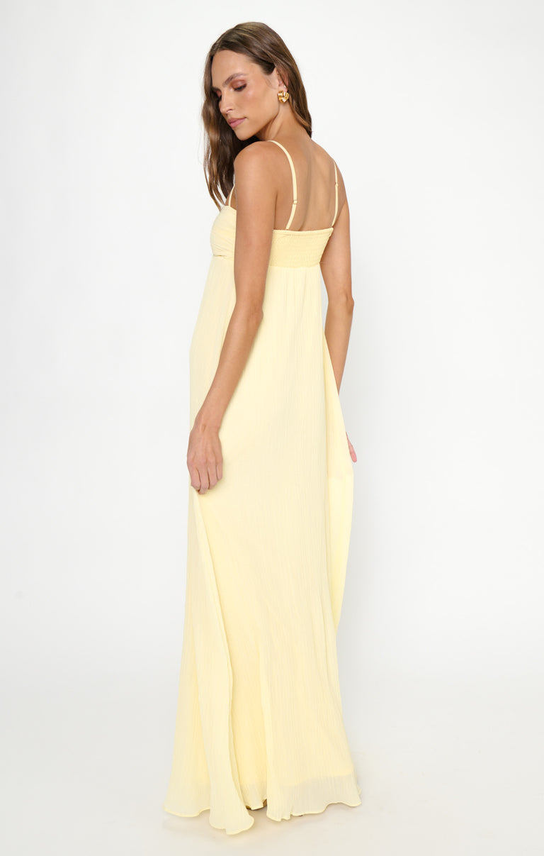 tiered yellow dress Brayan Yellow Maxi Dress - US 10