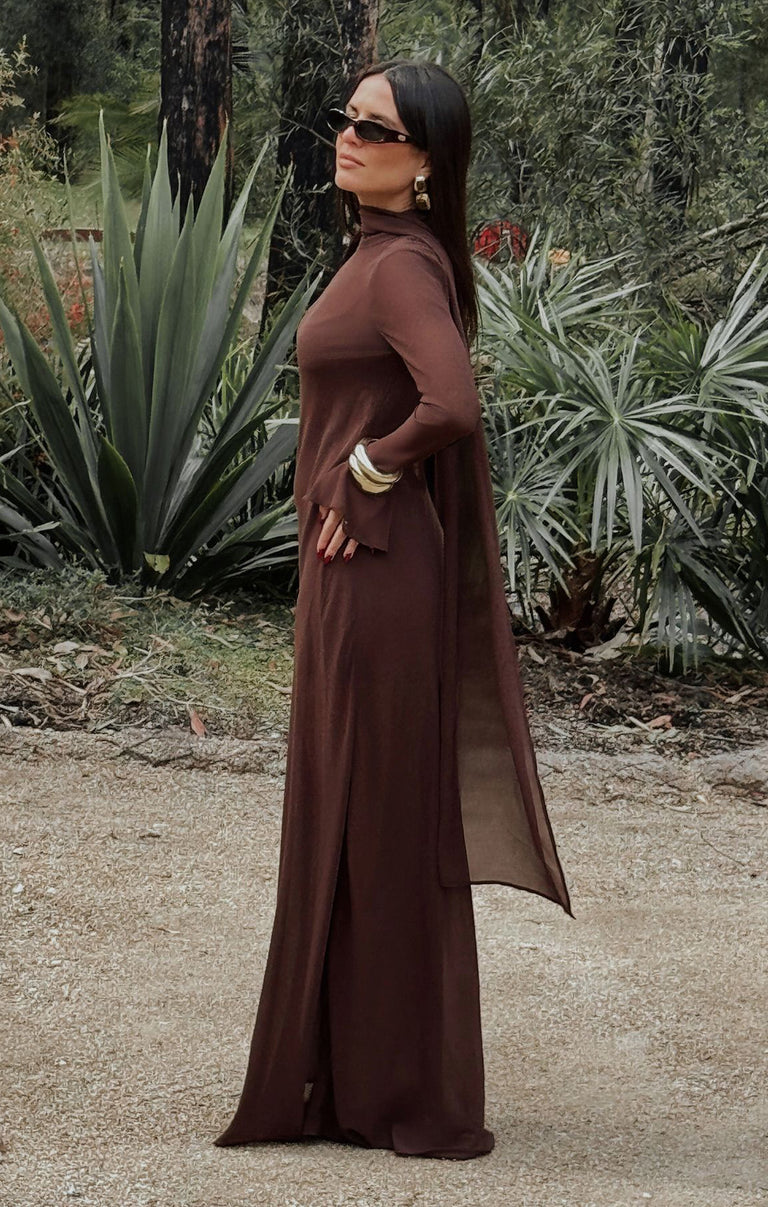 Brandi Maxi Dress ~ Chocolate Chiffon
