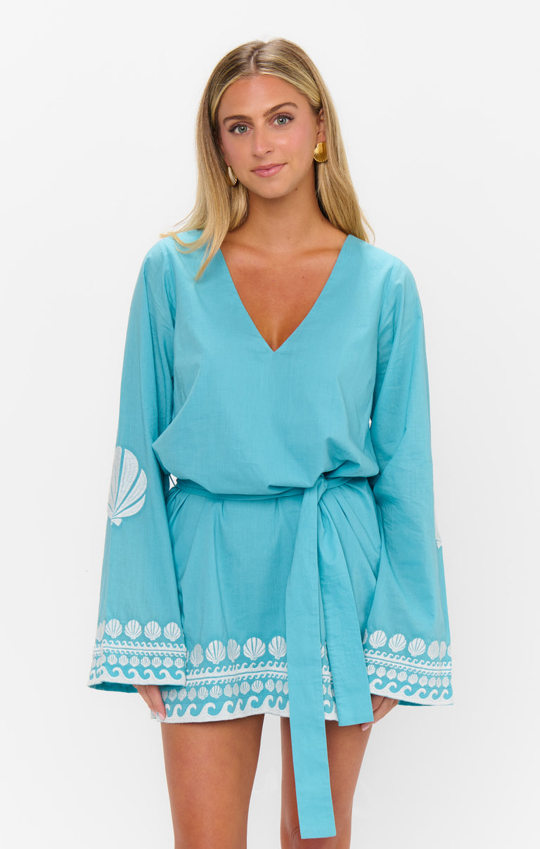 Malia Mini Dress ~ Blue Capri Shells Show Me Your Mumu Malia Mini Dress ~ Blue Capri Shells Show Me Your Mumu