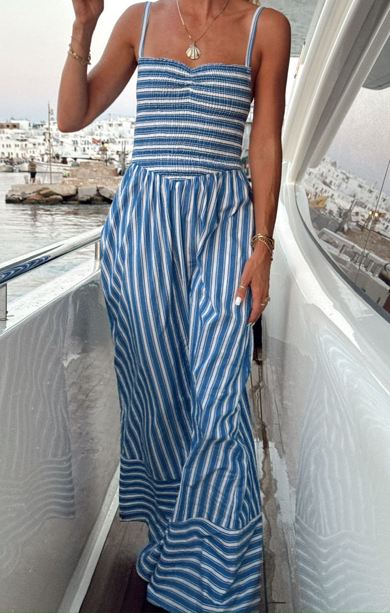 Dixie Maxi Dress ~ Coastal Blue Stripe – Show Me Your Mumu