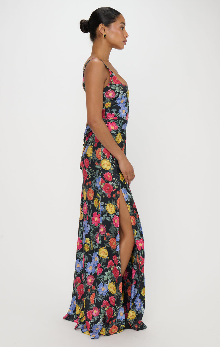 lana floral strapless maxi dress Lana Maxi Dress ~ Charm Peony Black Luxe Satin – Show Me Your Mumu