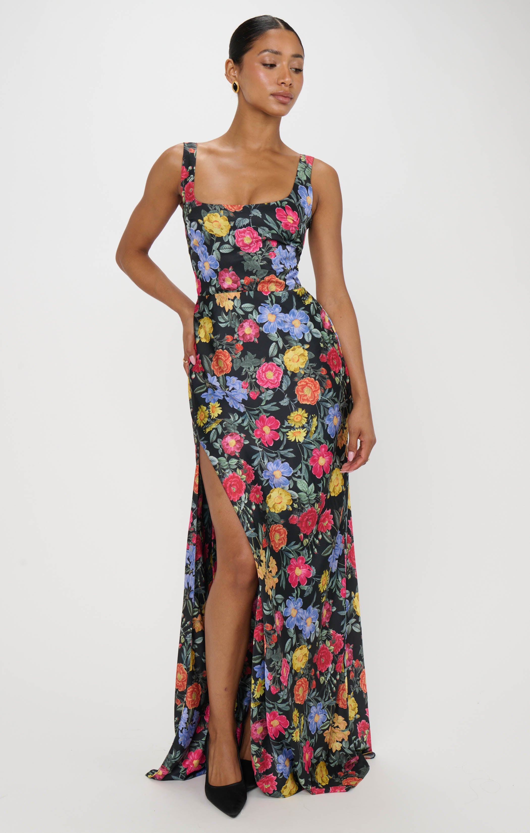 linda charm maxi dress Lana Maxi Dress ~ Charm Peony Black Luxe Satin – Show Me Your Mumu