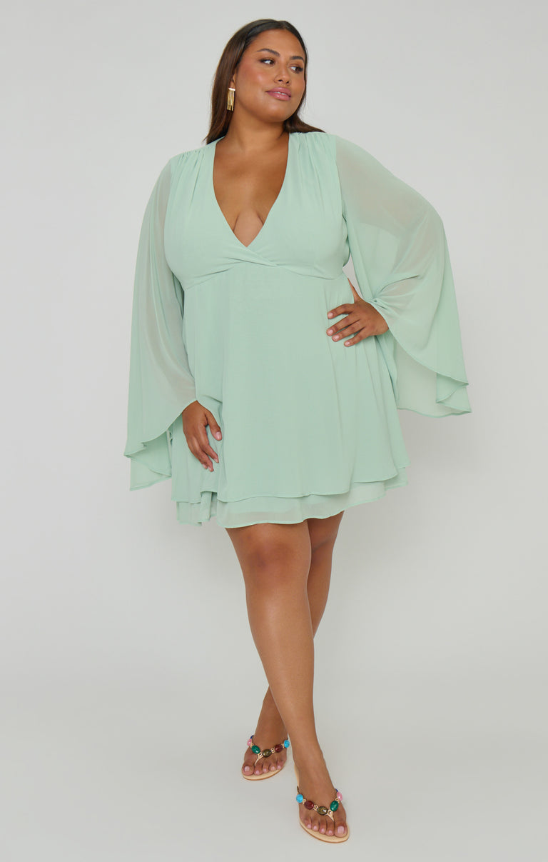 green mini dress plus size Plus Size Willow Bell Mini Dress- Olive 1X / Olive at Curvy Sense