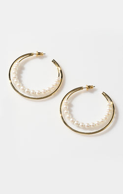 Faithy Jewels Tori Hoop ~ Gold/Pearl