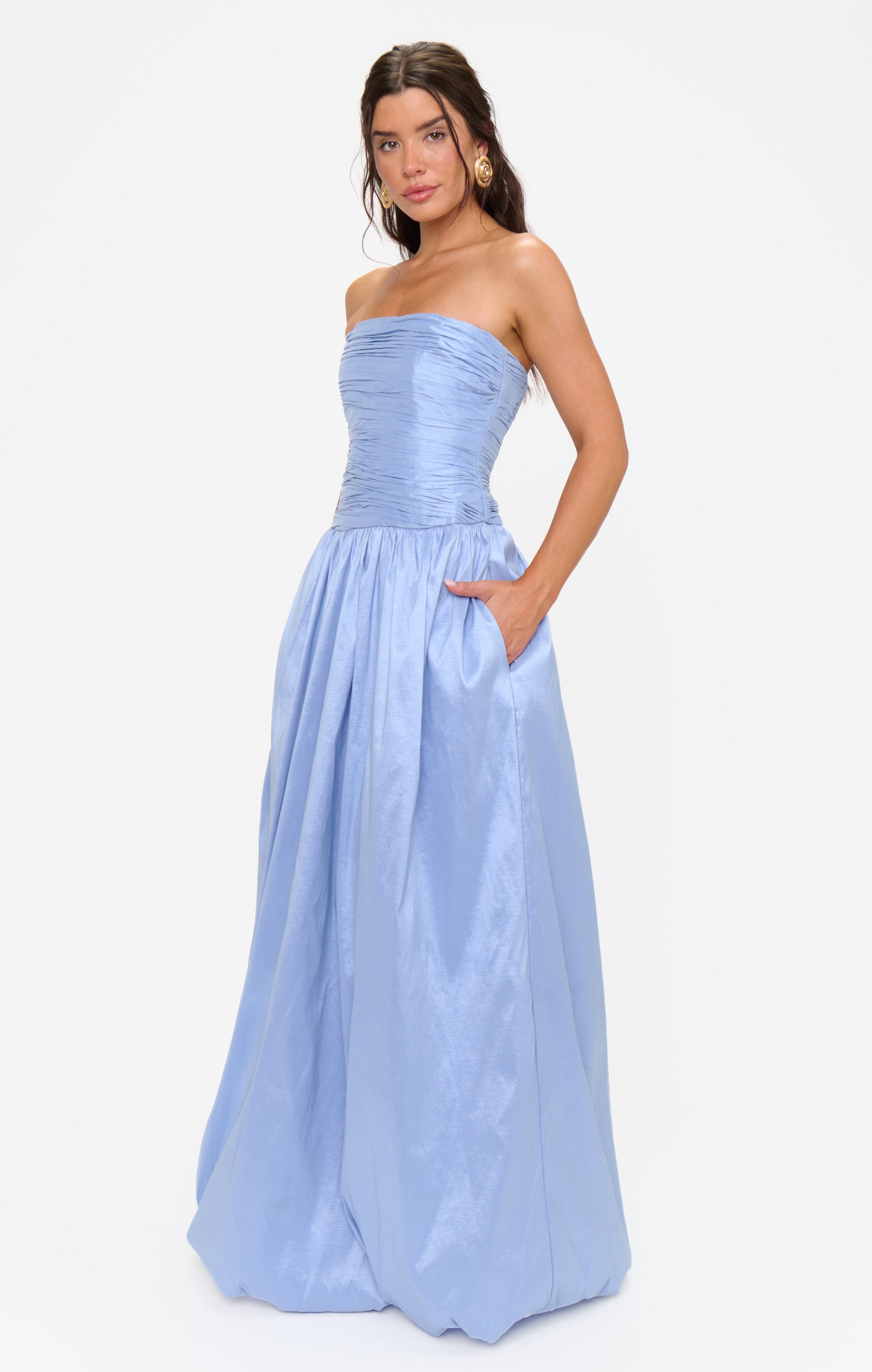 Morgan Maxi Dress, in Borrowed Blue Taffeta, Size: XL | Show Me Your Mumu