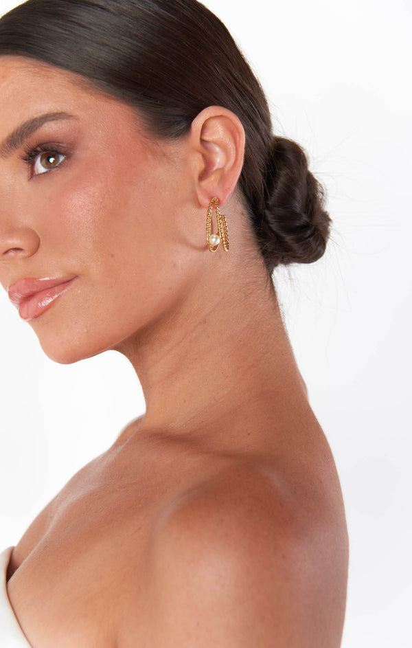 Faithy Jewels Diana Double Hoop ~ Gold/Pearl – Show Me Your Mumu
