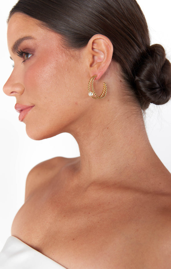 Faithy Jewels Diana Double Hoop ~ Gold/Pearl – Show Me Your Mumu