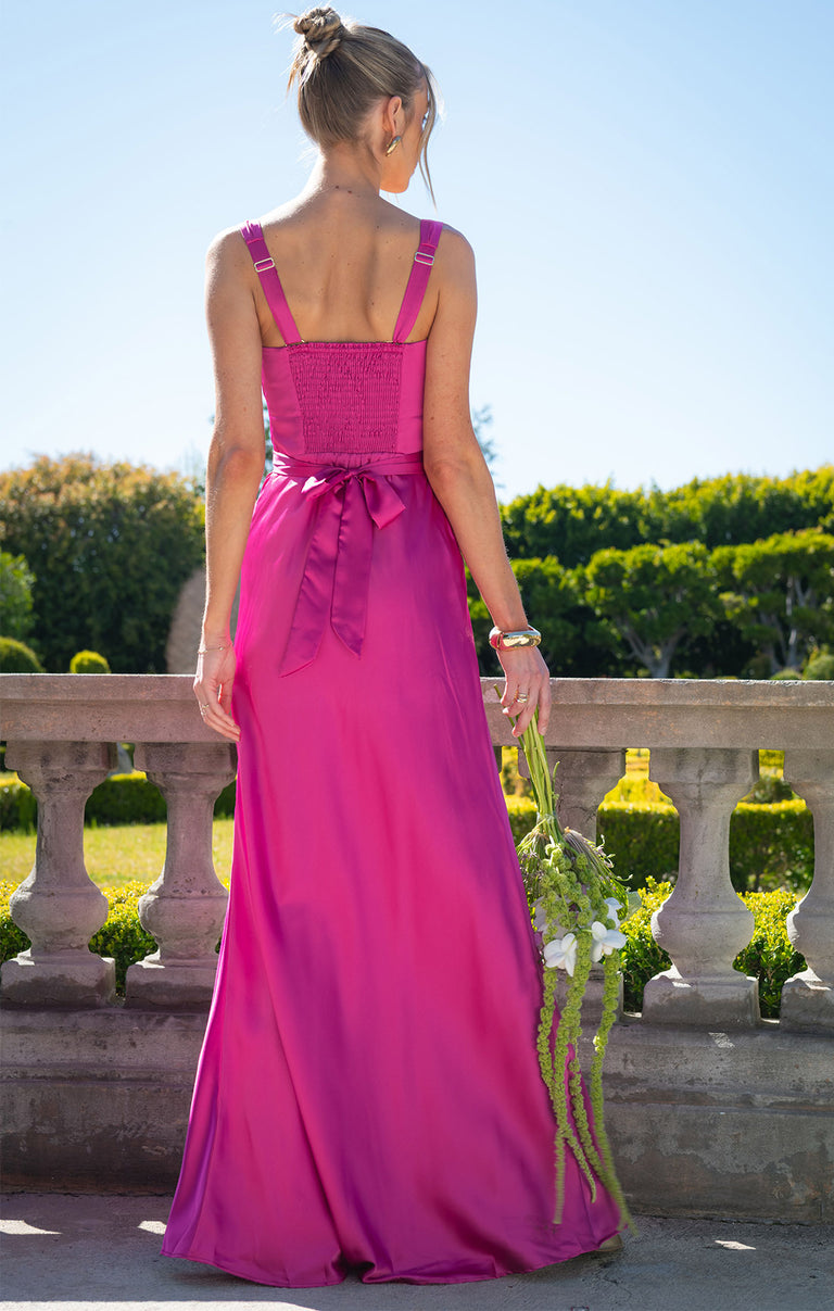 Lana Maxi Dress, in Rich Magenta Luxe Satin | Show Me Your Mumu