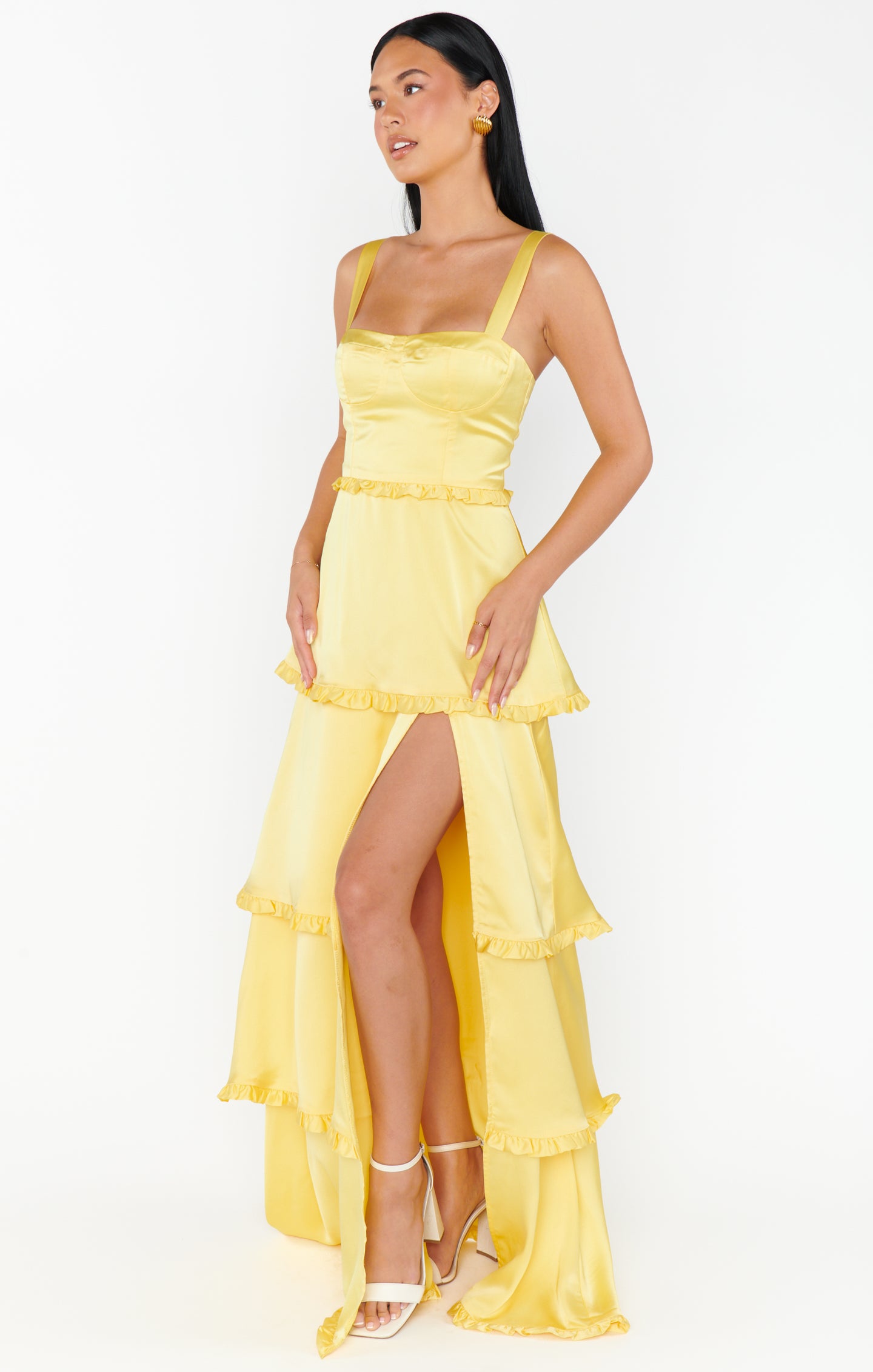 Lady Corset Dress ~ Yellow Luxe Satin – Show Me Your Mumu