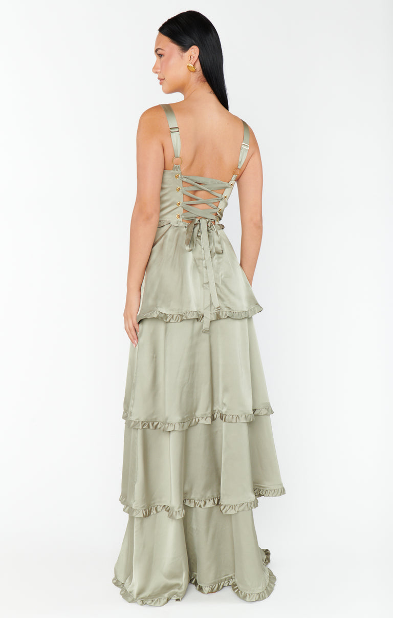 green animal print maxi dress Morgana Corset Gown main image 0
