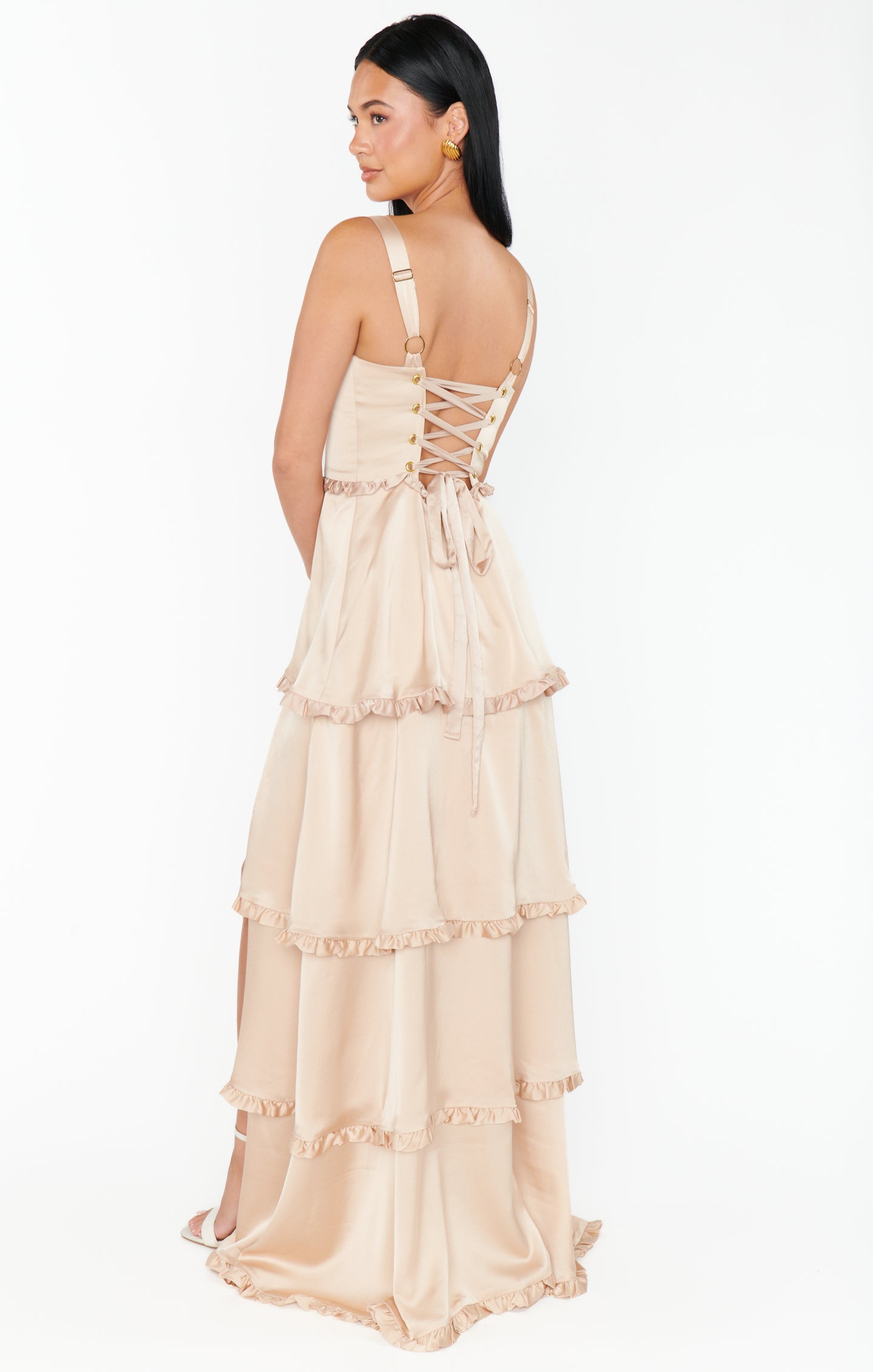Lady Corset Dress ~ Champagne Luxe Satin M