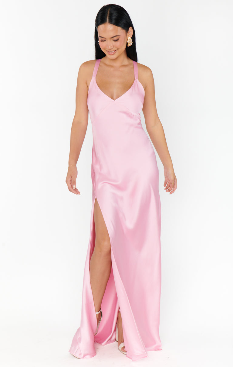 pink silk long dress Anderson Maxi ~ Light Luxe Satin L RGroup_AM-BS-11304 cut slip silhouette Unlined Size:CHILD-2T AX Paris Women's Multi