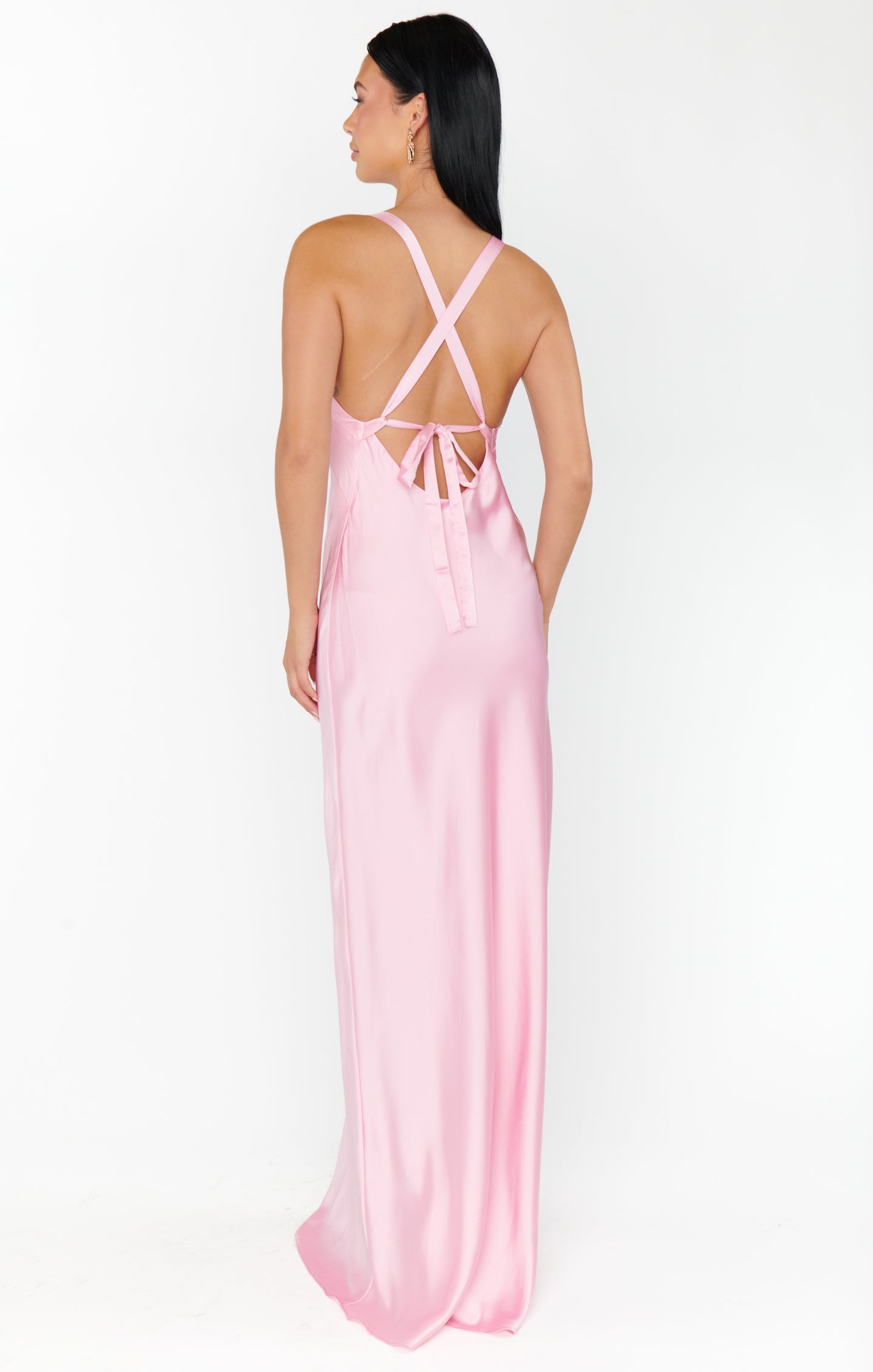 Anderson Maxi Dress ~ Light Pink Luxe Satin L