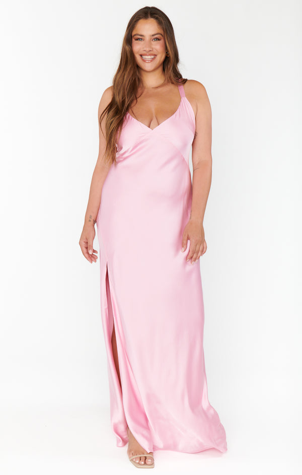 Anderson Maxi Dress ~ Light Pink Luxe Satin – Show Me Your Mumu