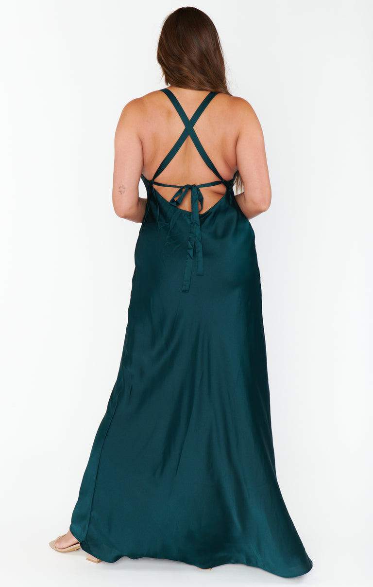 Anderson Maxi Dress, in Deep Emerald Luxe Satin, Size: Medium | Show Me Your Mumu | Bridesmaid Dresses & Wedding Attendee Dress Anderson Maxi Dress, in Deep Emerald Luxe Satin, Size: Medium | Show Me Your Mumu | Bridesmaid Dresses & Wedding Attendee Dress