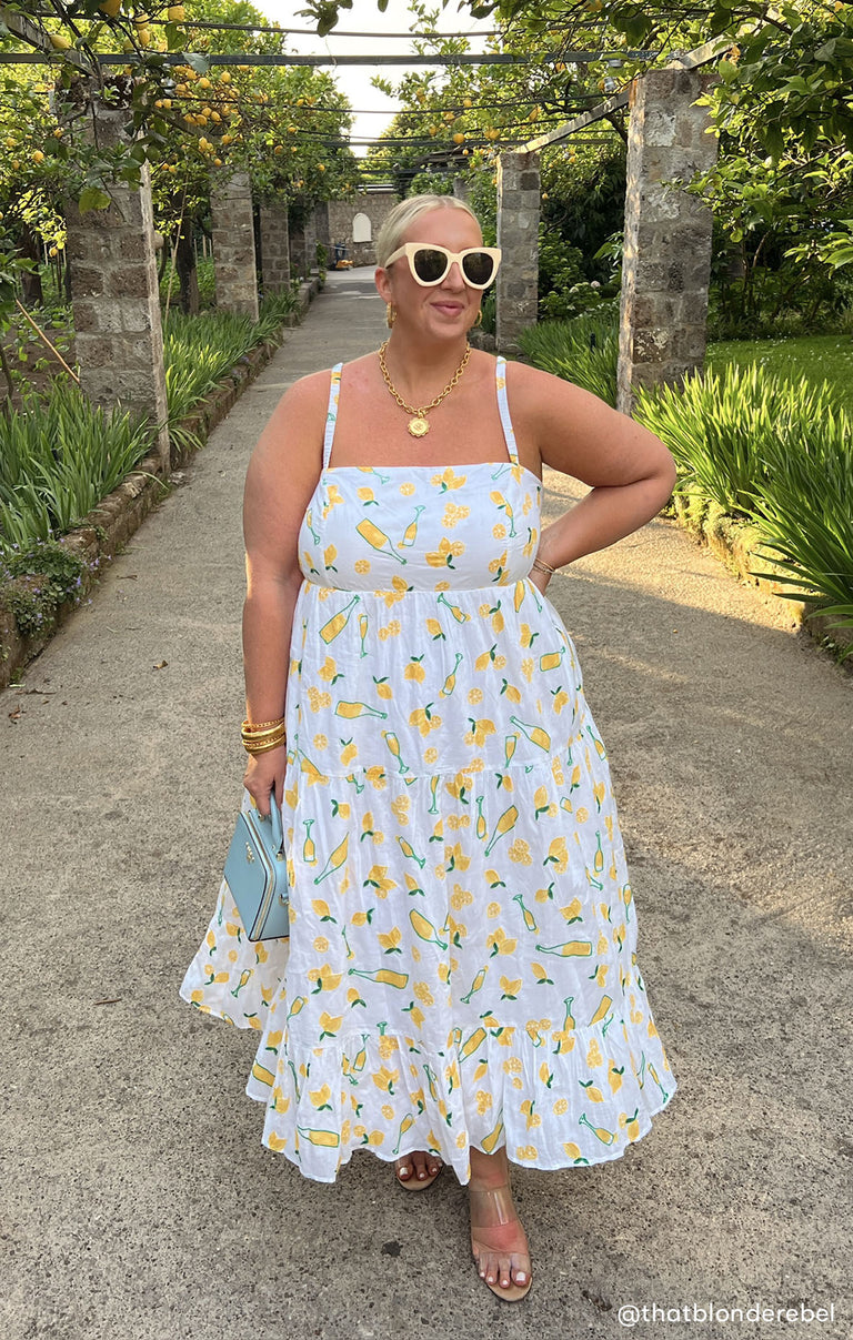 a-line midi dress in limoncello a line midi dress in limoncello Prosperina Linen Strapless Midi Dress