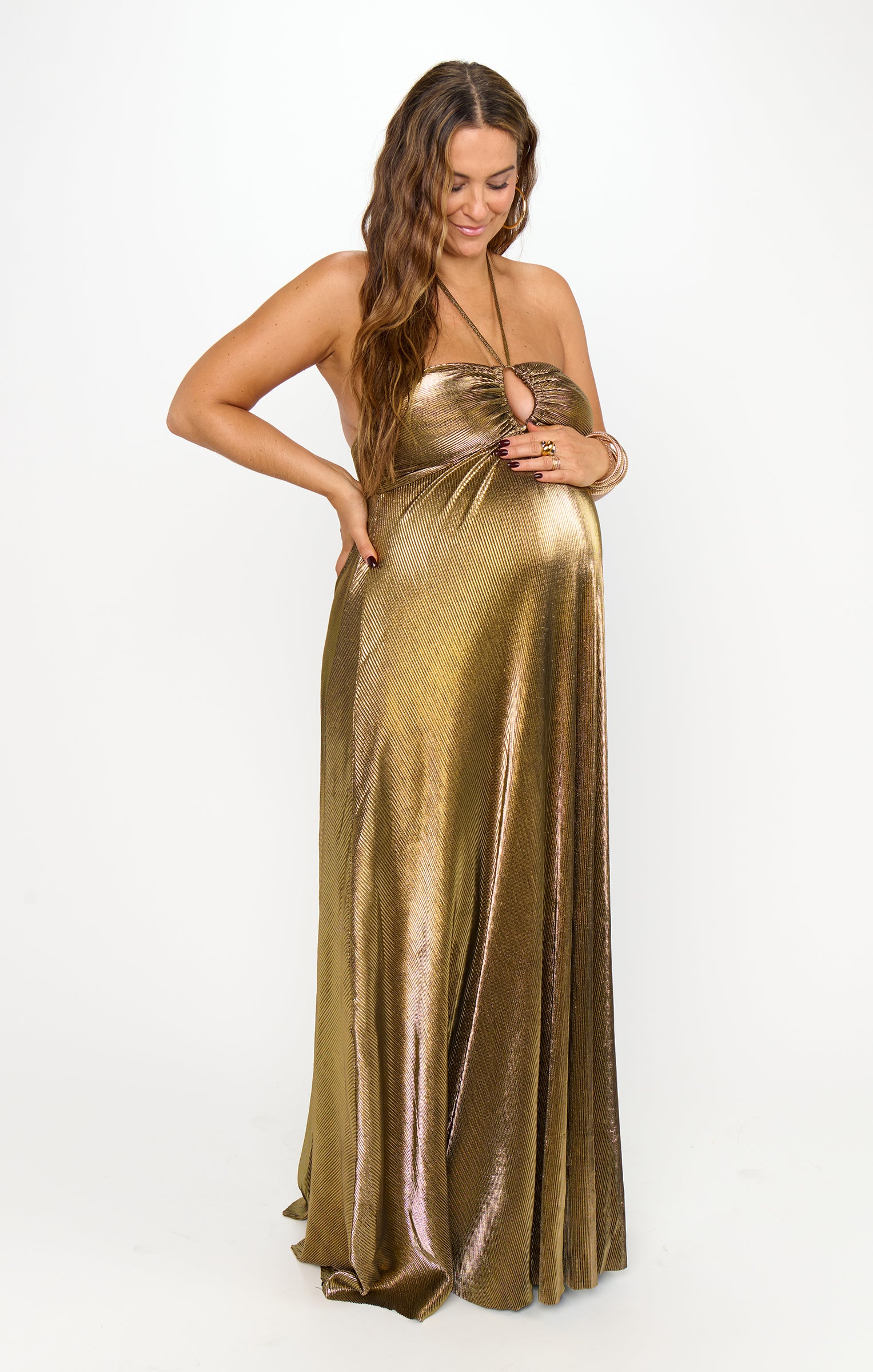 Paros Maxi Dress ~ Pleated Gold Show Me Your Mumu Paros Maxi Dress ~ Pleated Gold Show Me Your Mumu