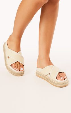 Billini Aysha Platform Sandal ~ Cream Raffia