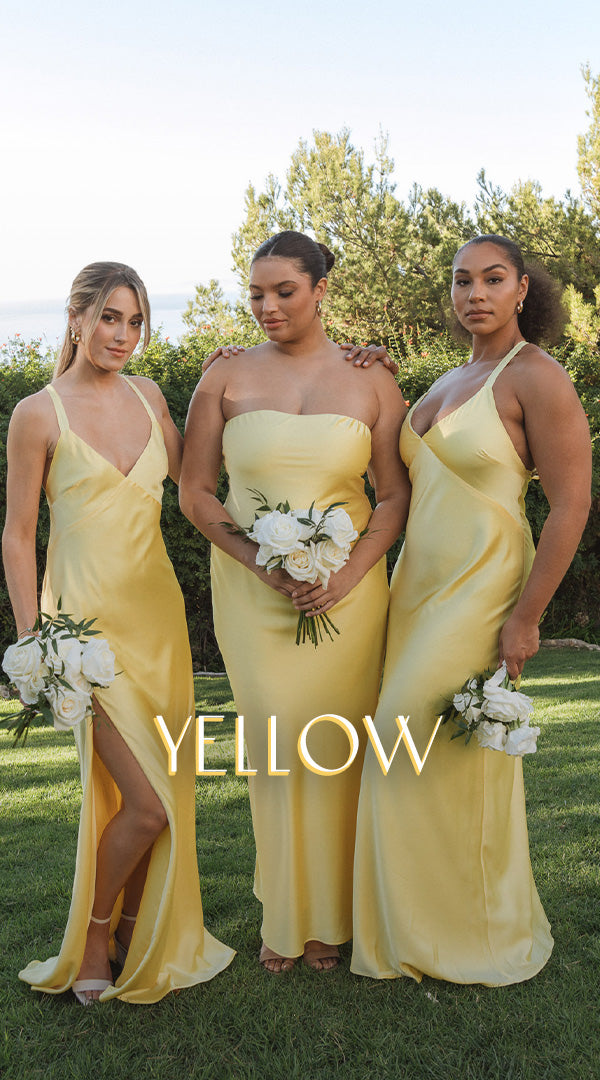 Black and Yellow Wedding Bridesmaids Dresses