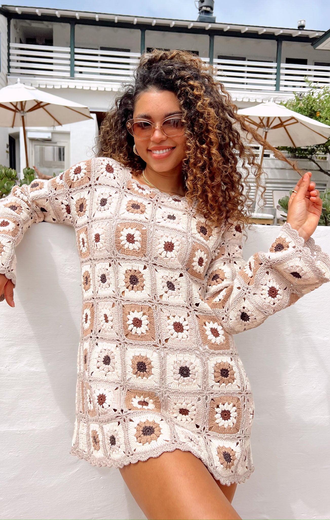 show me your mumu crochet dress Crochet Show Me Your Mumu Rainbow Dress Mamacita Coverup Neutral Flower  Crochet – Show Me Your Mumu