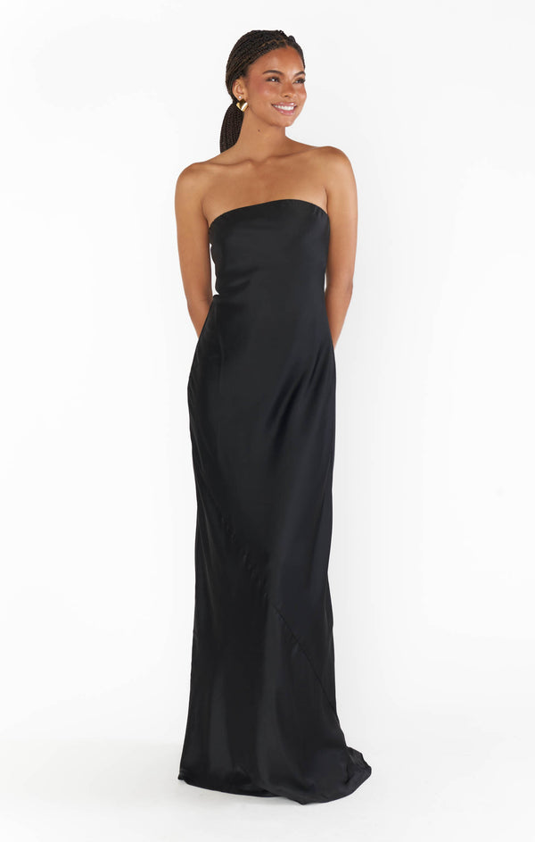 Taylor Tube Maxi Dress ~ Black Luxe Satin – Show Me Your Mumu