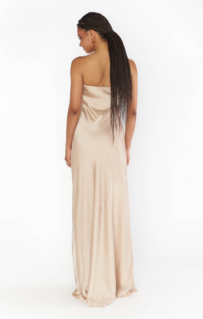 Taylor Tube Maxi Dress, in Champagne Luxe Satin | Show Me Your Mumu Taylor Tube Maxi Dress, in Champagne Luxe Satin | Show Me Your Mumu