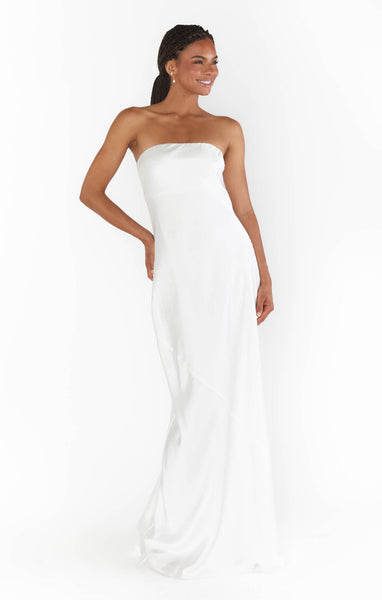 Taylor Tube Maxi Dress, in Ivory Luxe Satin, Size: Large | Show Me Your Mumu
