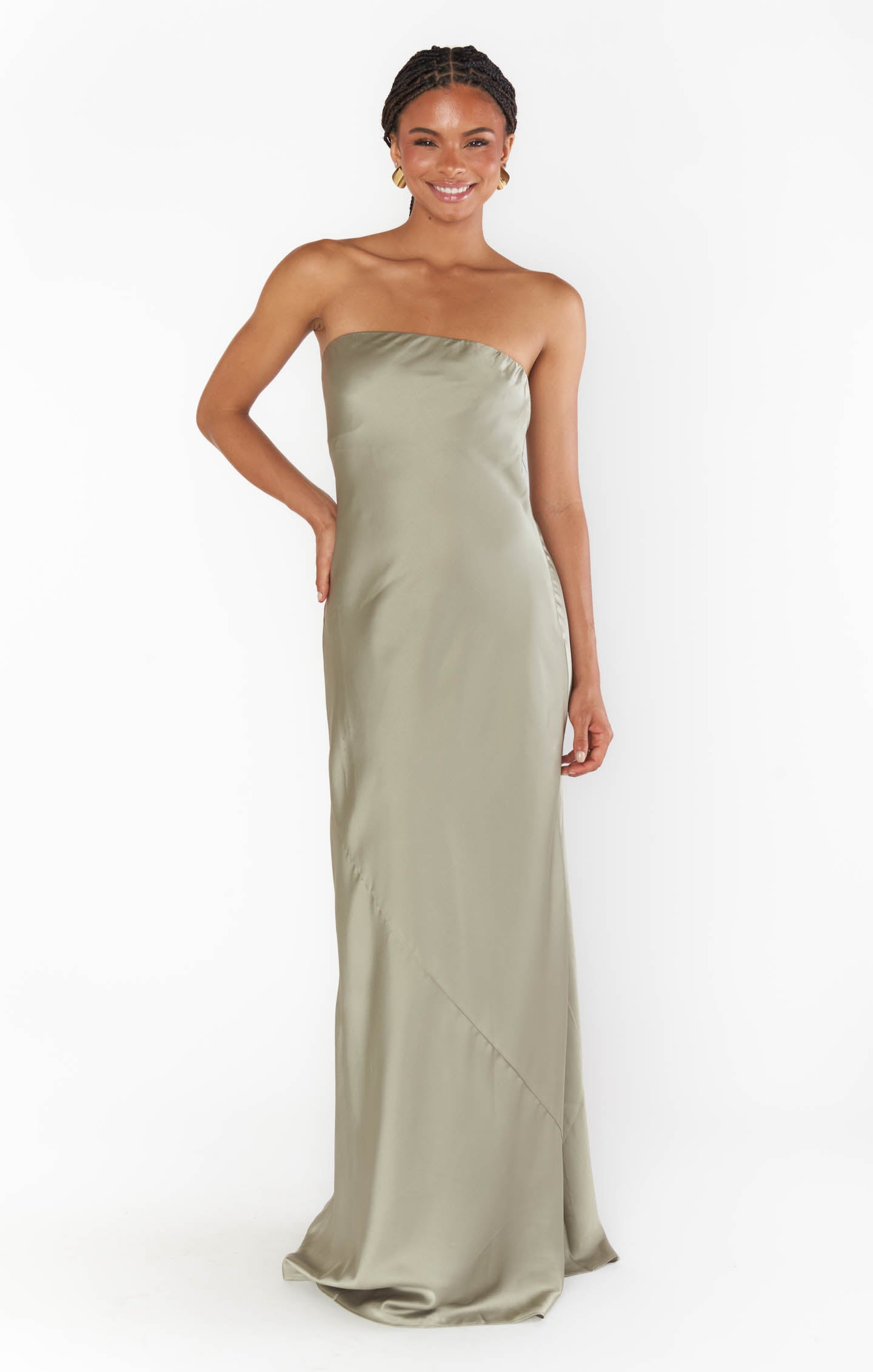 Taylor Tube Maxi Dress ~ Moss Green Luxe Satin – Show Me Your Mumu