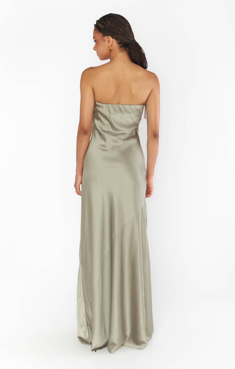 Taylor Tube Maxi Dress ~ Moss Green Luxe Satin Show Me Your Mumu Taylor Tube Maxi Dress ~ Moss Green Luxe Satin Show Me Your Mumu