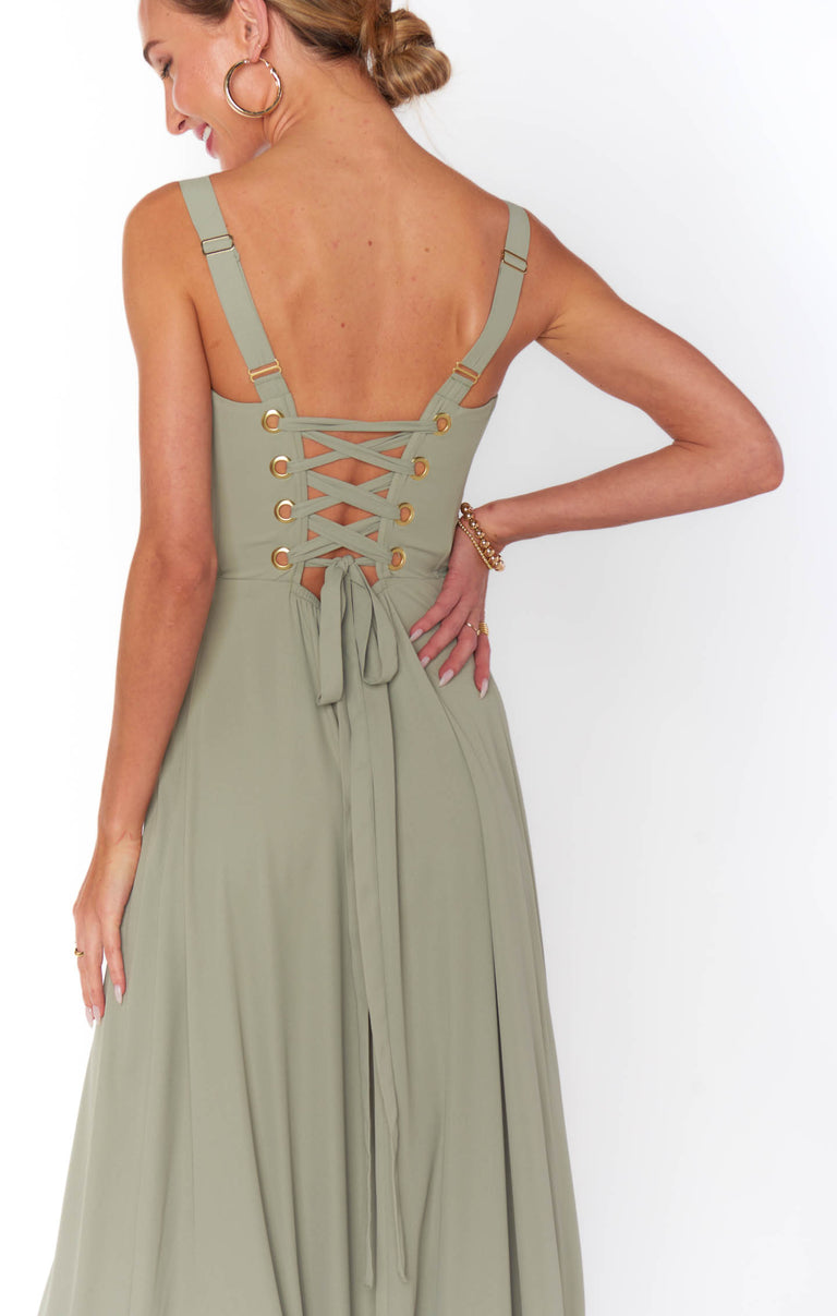 Clarissa Corset Dress ~ Moss Green Crisp  Show Me Your Mumu