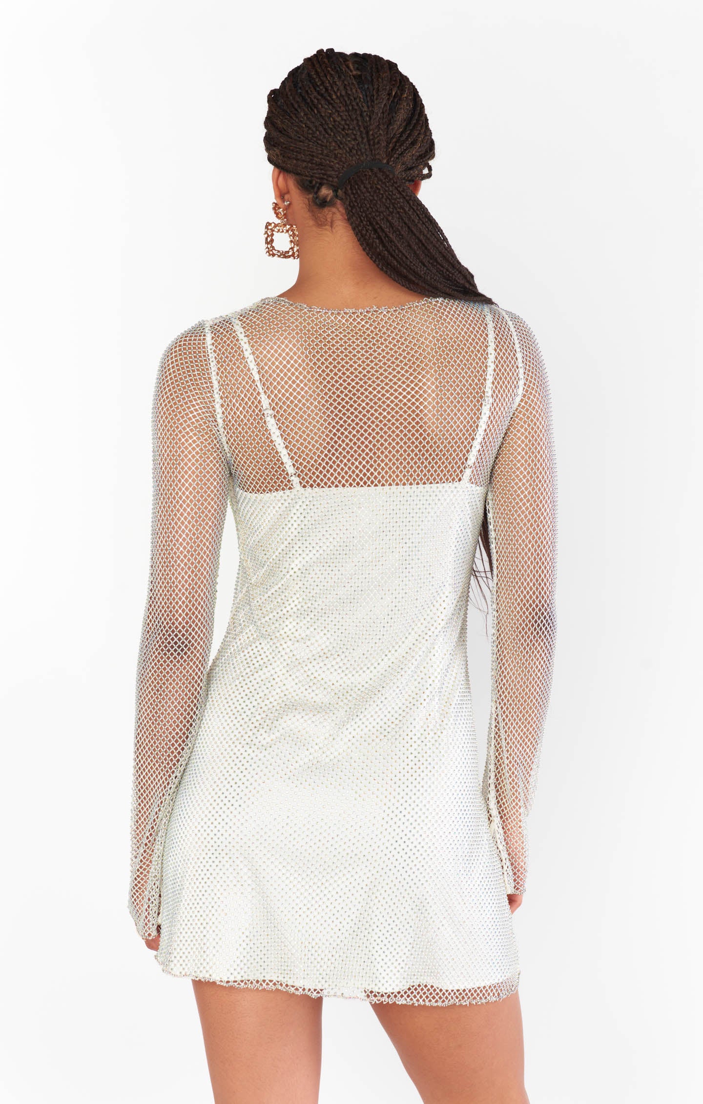 knee length dresses for ladies Iconic Mini Dress, in White Glitz