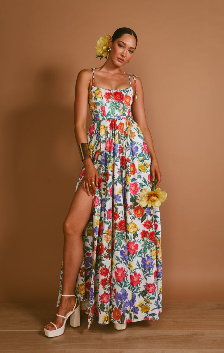 Juliet Maxi Dress ~ Charm Peony White Taffeta M Juliet Maxi Dress ~ Charm Peony White Taffeta M
