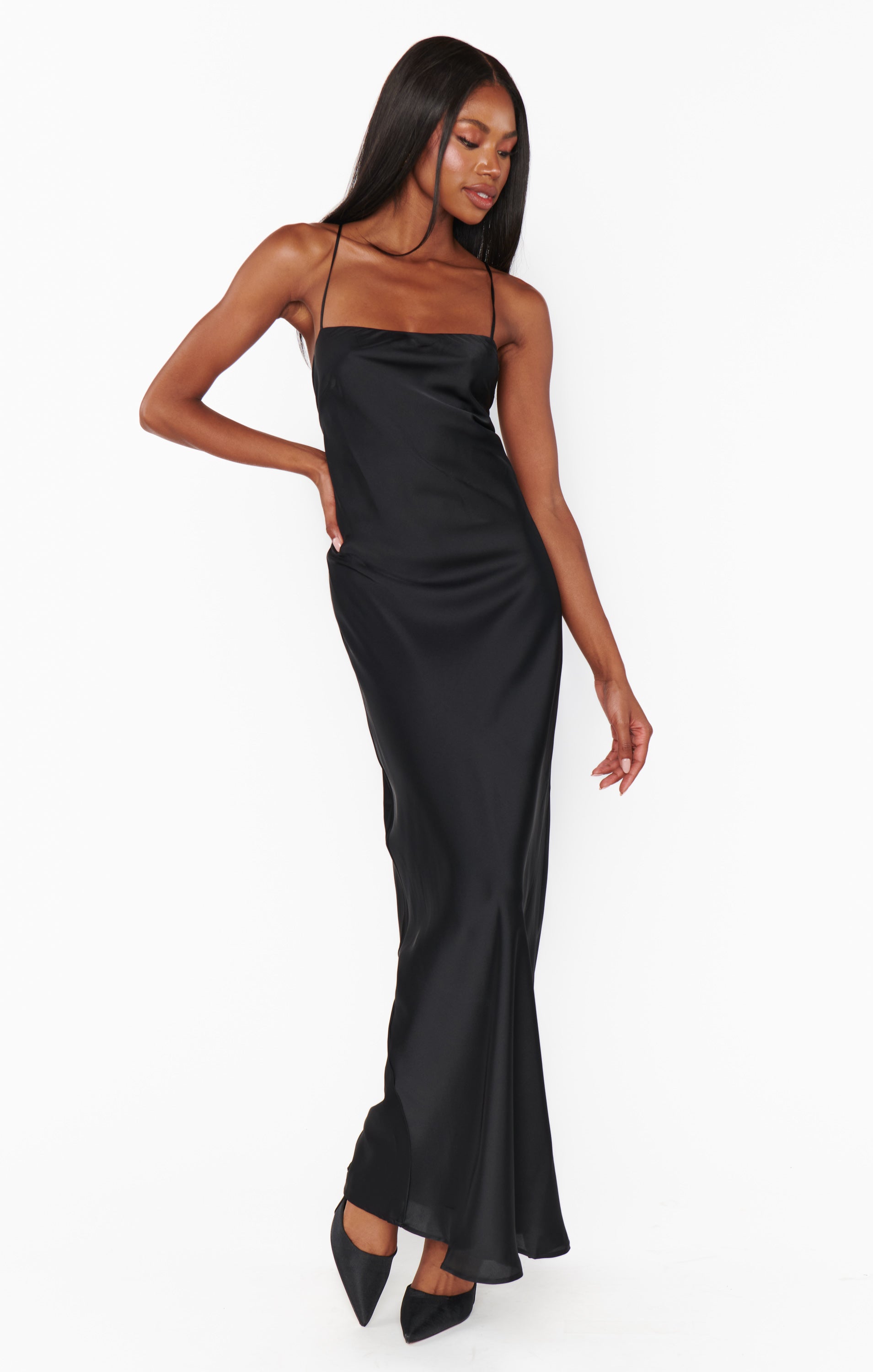 Dani Slip Dress ~ Black Luxe Satin M