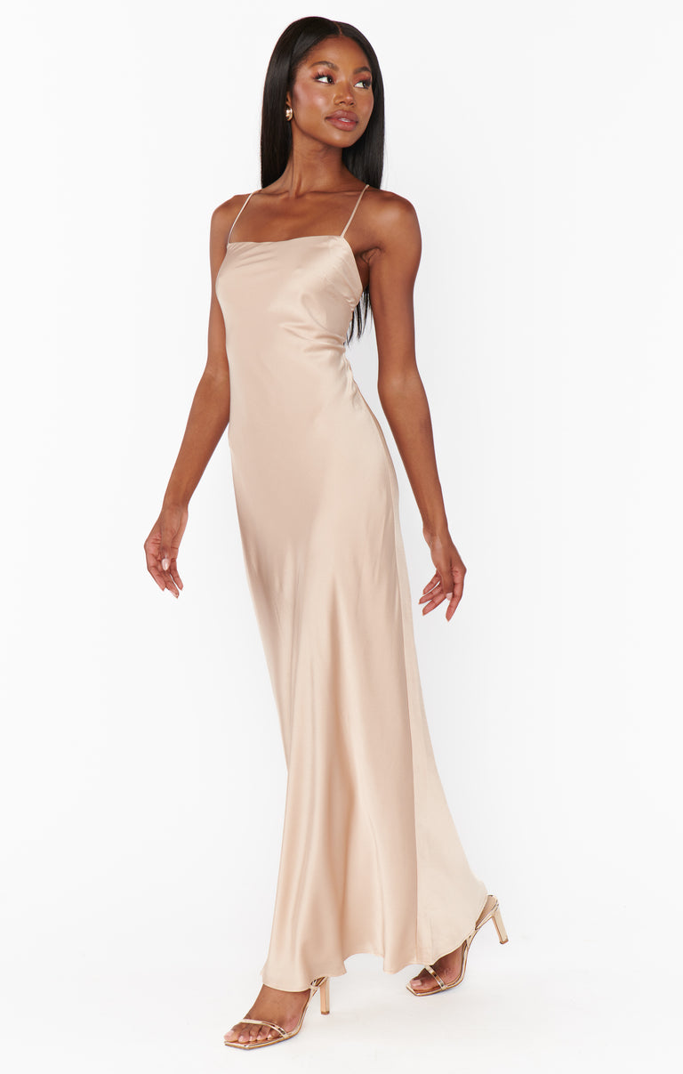 Dani Slip Dress ~ Champagne Luxe Satin S Dani Slip Dress ~ Champagne Luxe Satin S