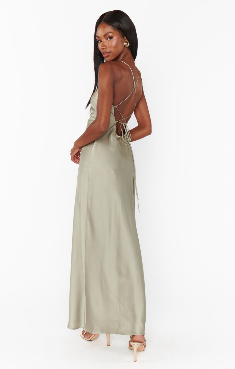 Dani Slip Dress ~ Moss Green Luxe Satin S Dani Slip Dress ~ Moss Green Luxe Satin S