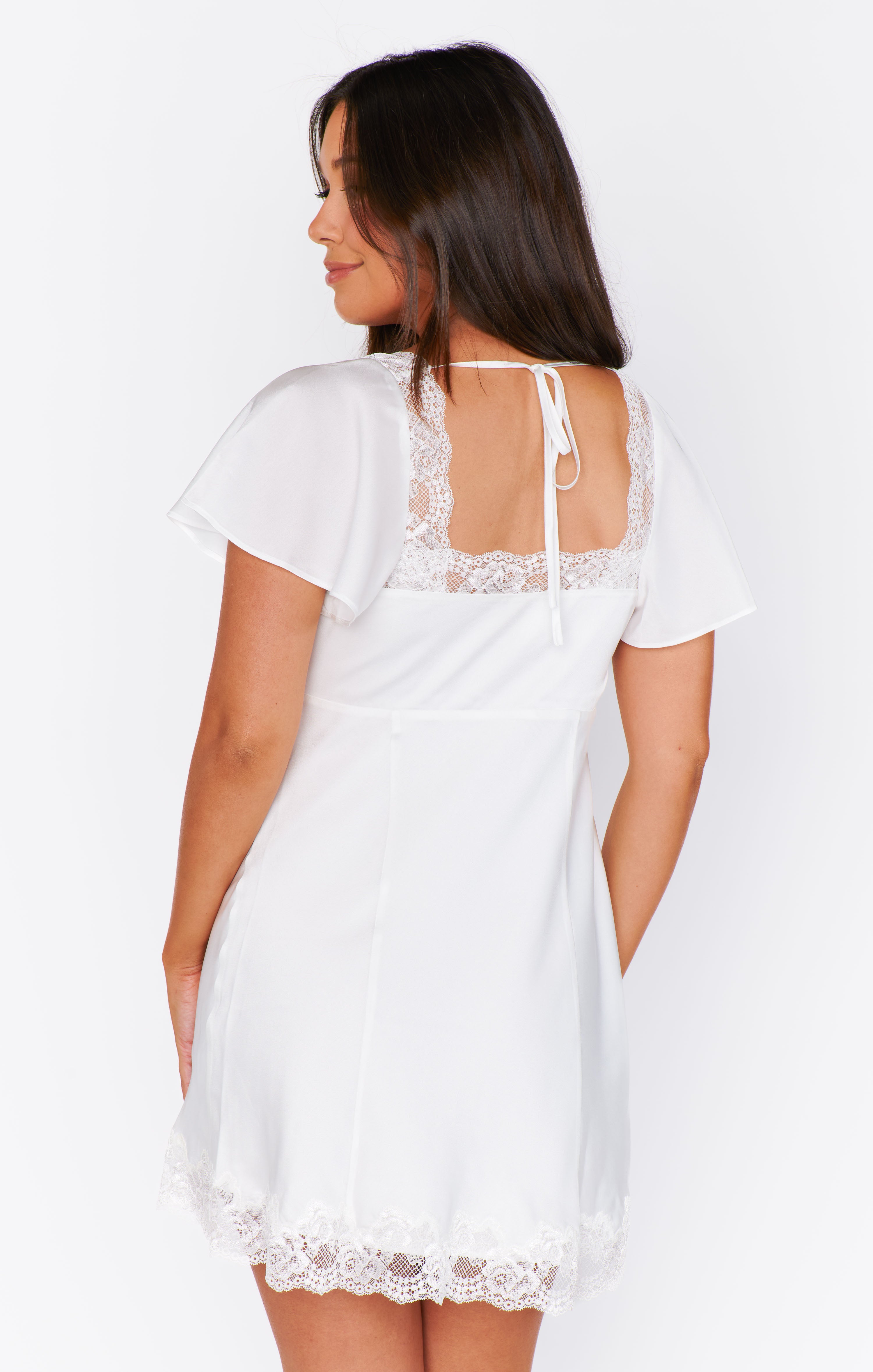 Lila Mini Dress ~ Ivory Luxe Satin  Show Me Your Mumu