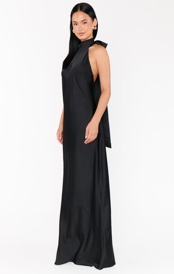 Lisa Maxi Dress ~ Black Luxe Satin – Show Me Your Mumu