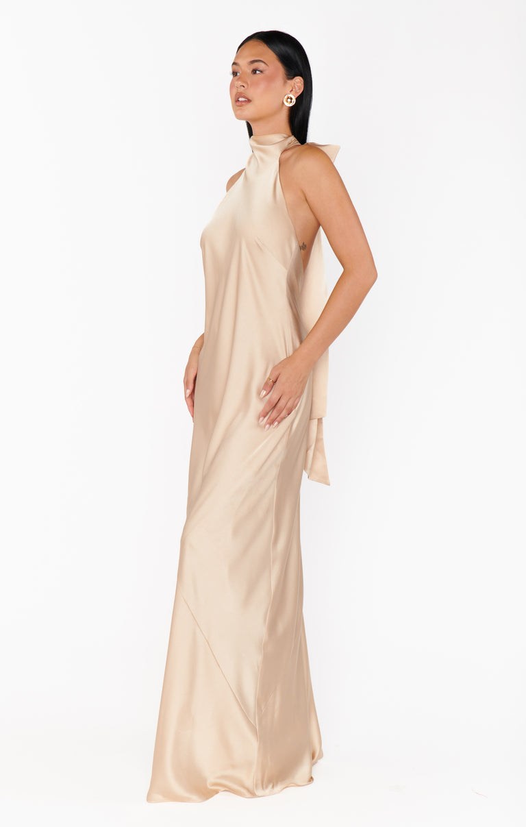 Lisa Maxi Dress, in Champagne Luxe Satin, Size: XL | Show Me Your Mumu | Bridesmaid Dresses & Wedding Attendee Dress