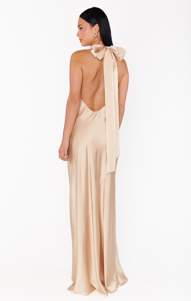sachin and babi light blue dress Beth Draped Silky Satin Gown | Champagne | Debs & Prom main image 1