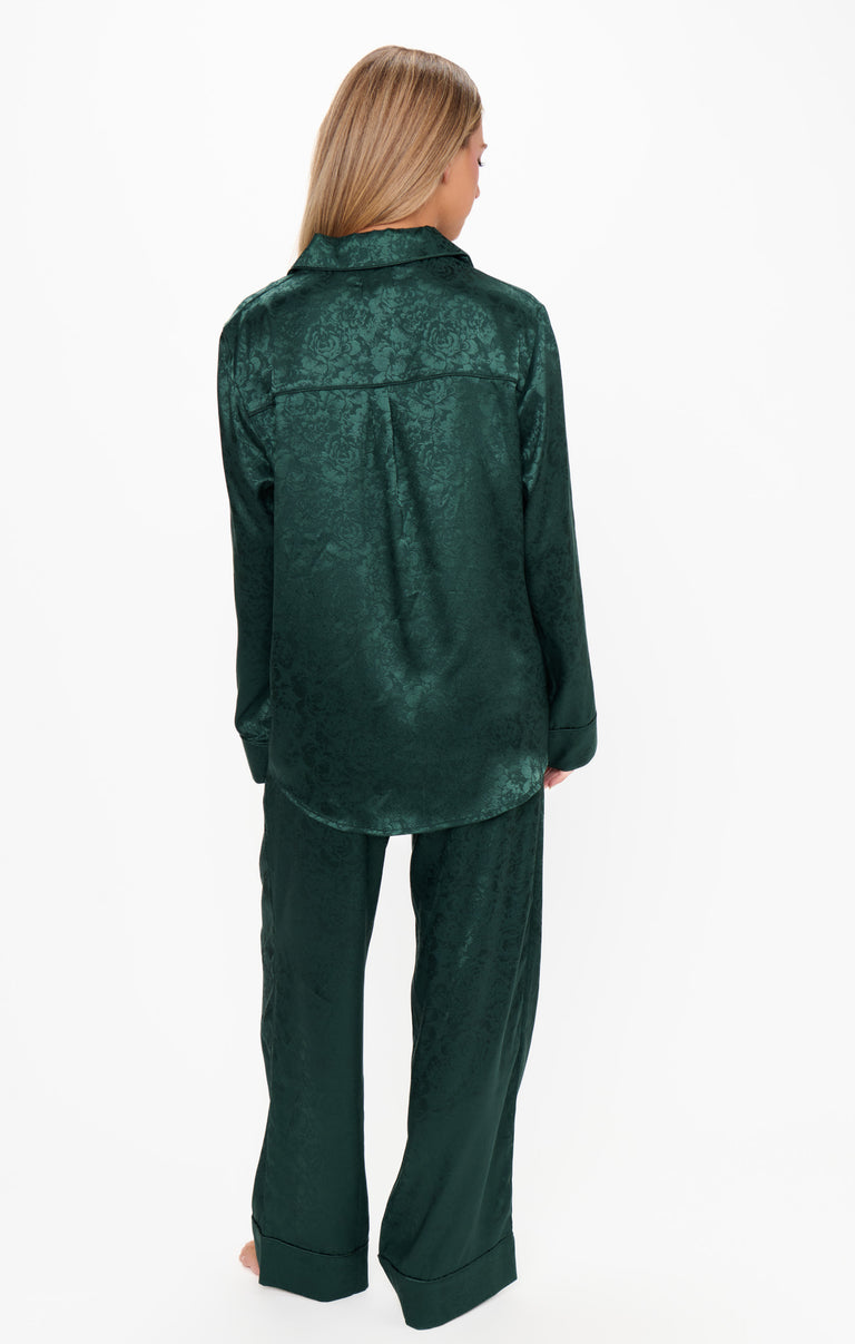 Classic PJ Set ~ Forest Green Floral Silky