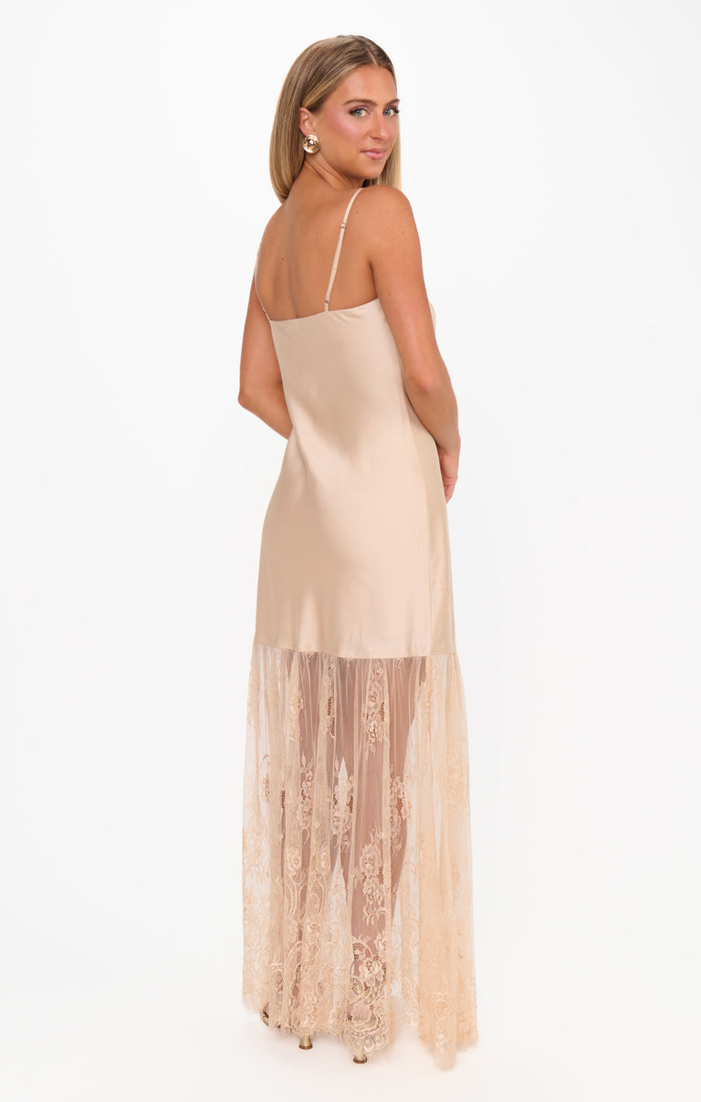 Vanity Dress, in Champagne Luxe Satin, Size: Large