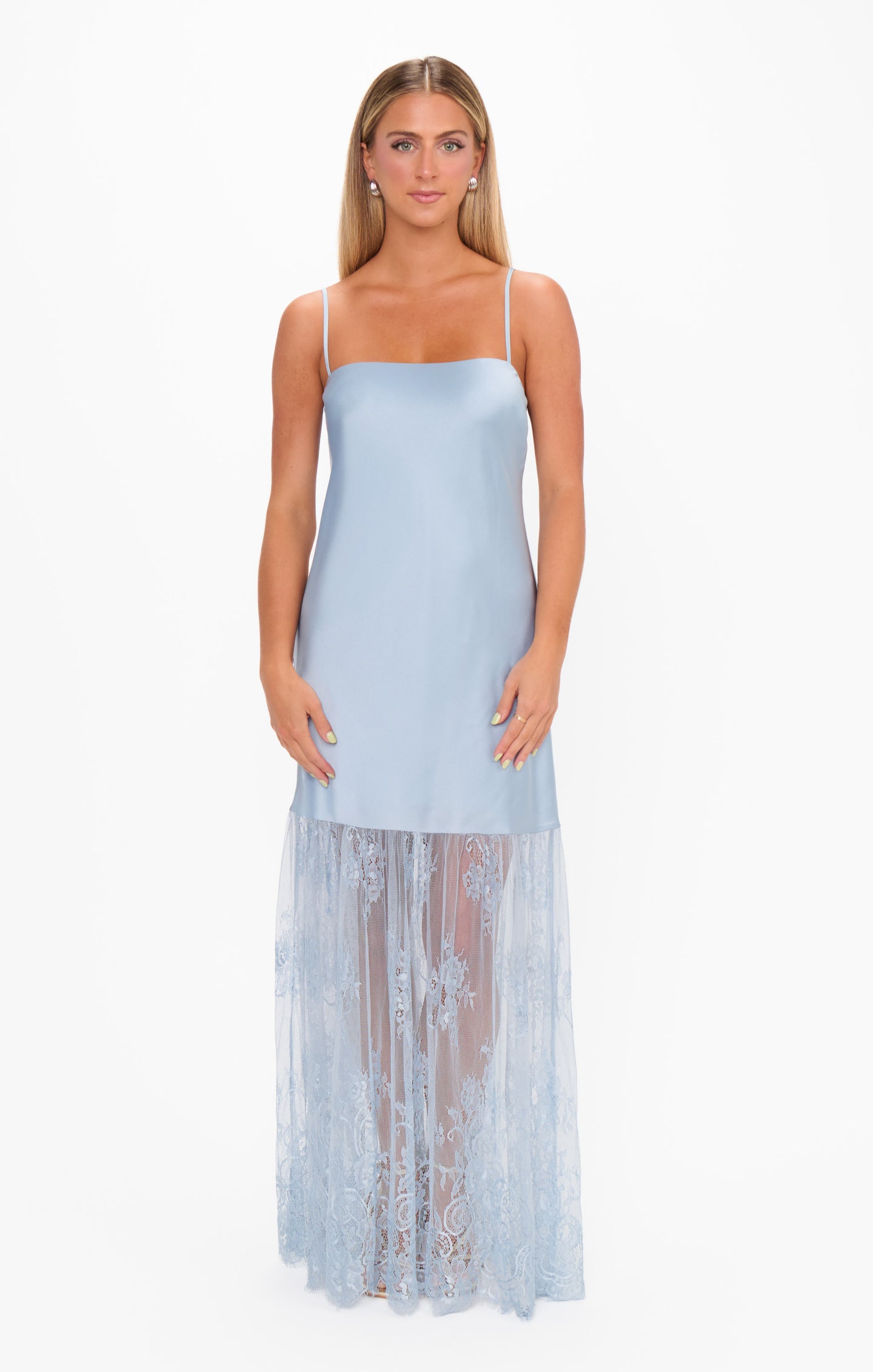 Vanity Dress, in Steel Blue Luxe Satin, Size: Small | Show Me Your Mumu