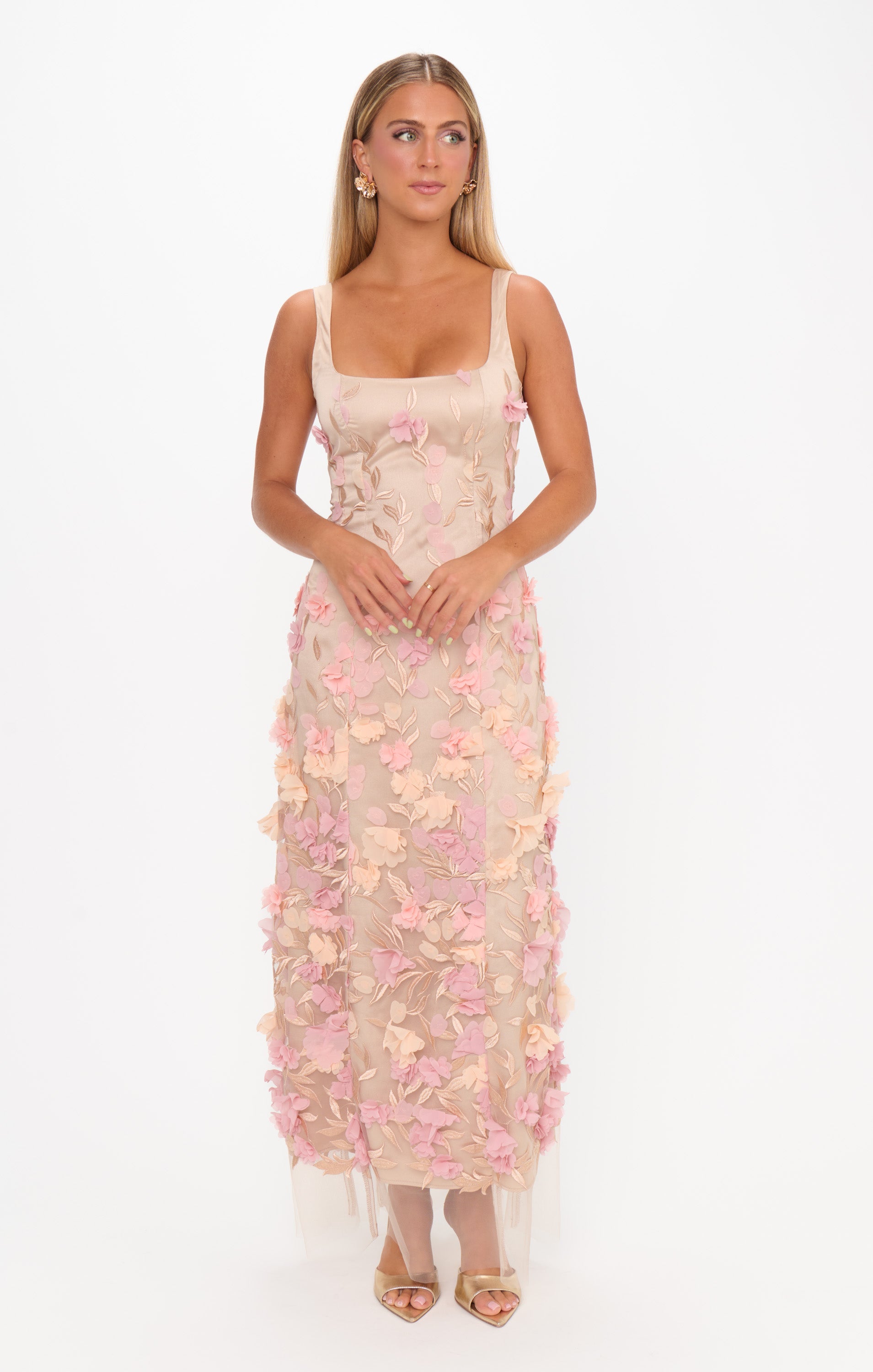 Stephanie Dress, in Champagne 3D Floral | Show Me Your Mumu