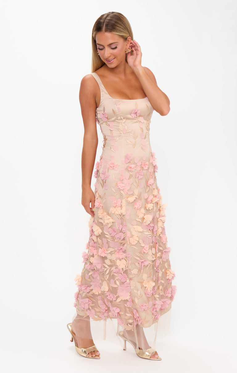 Stephanie Dress, in Champagne 3D Floral | Show Me Your Mumu | Bridesmaid Dresses & Wedding Attendee Dress Stephanie Dress, in Champagne 3D Floral | Show Me Your Mumu | Bridesmaid Dresses & Wedding Attendee Dress
