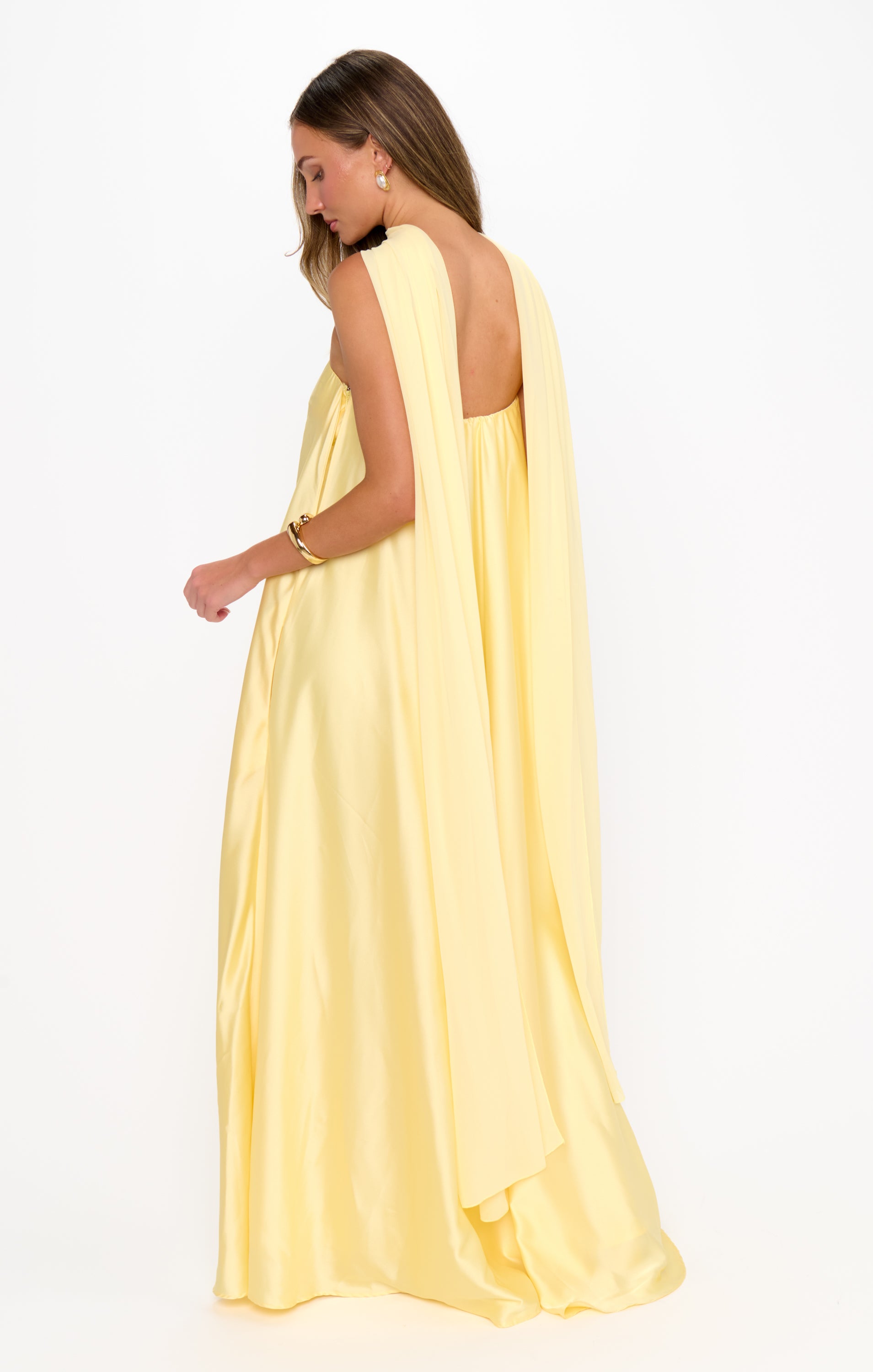 Tinsley Tube Dress, in Pale Yellow Luxe Satin, Size: 2XL | Show Me Your Mumu