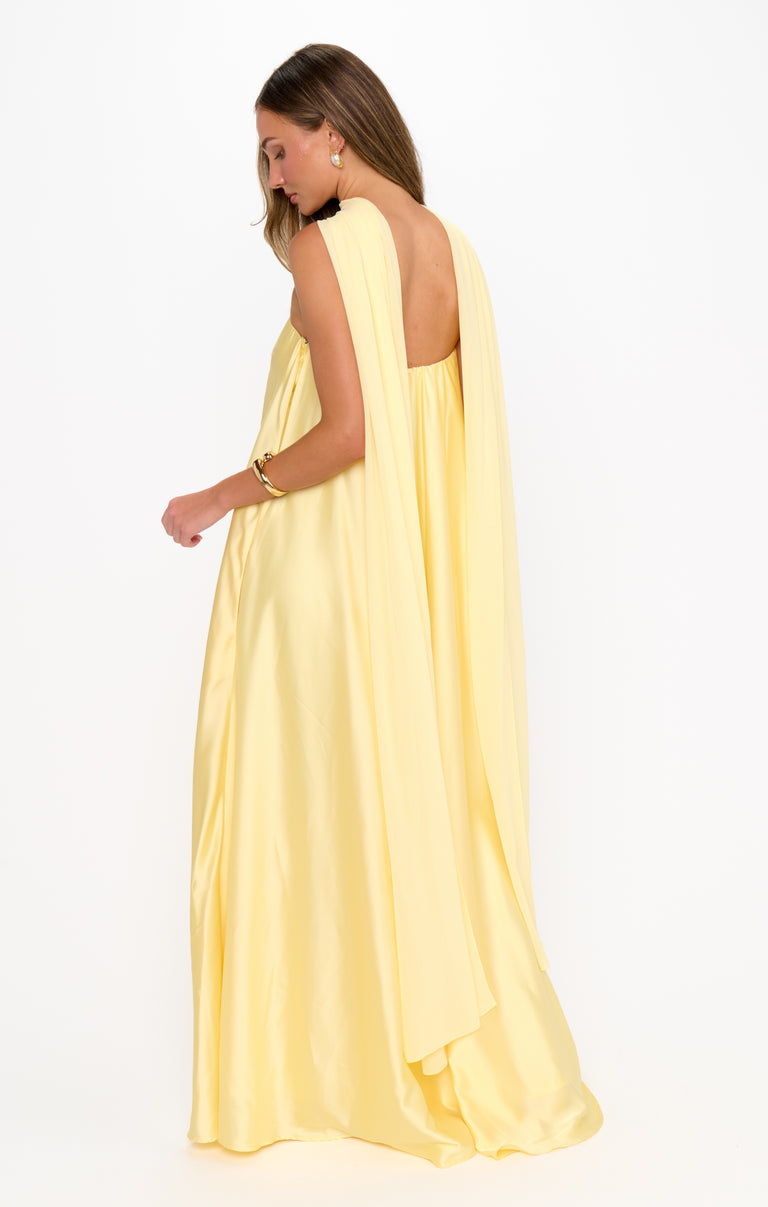 Tinsley Tube Dress, in Pale Yellow Luxe Satin, Size: 2XL | Show Me Your Mumu