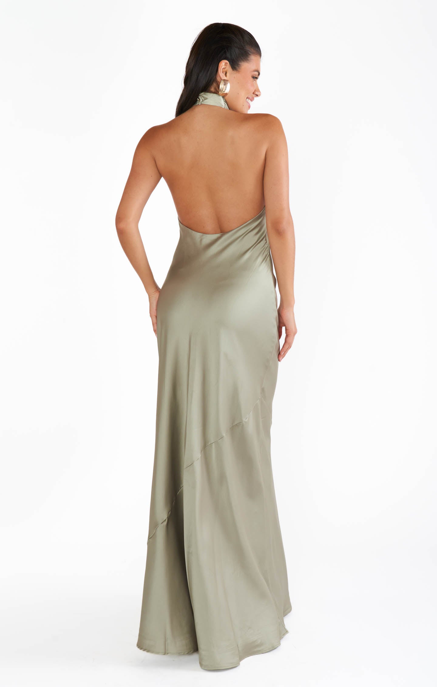Jasmine Halter Maxi Dress, in Moss Green Luxe Satin, Size: 2XL | Show Me Your Mumu | Bridesmaid Dresses Jasmine Halter Maxi Dress, in Moss Green Luxe Satin, Size: 2XL | Show Me Your Mumu | Bridesmaid Dresses